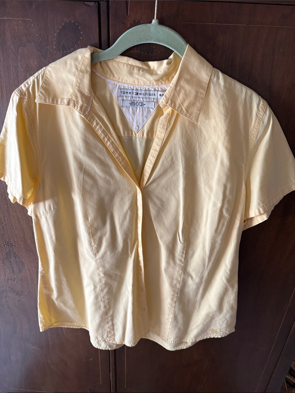 Tommy Hilfiger Light Yellow Short-Sleeve Button-Front Shirt